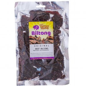 Original Beef Biltong Prime cuts of grass fed Beef marinated in authentic South African Spices which include Nutmeg, Coriander, Rock Salt and Black Pepper. No over powering flavours, the perfect balance of Beef and spices which is fast becoming our most popular Biltong. Gluten and MSG Free / Free from artificial colours and flavourings.