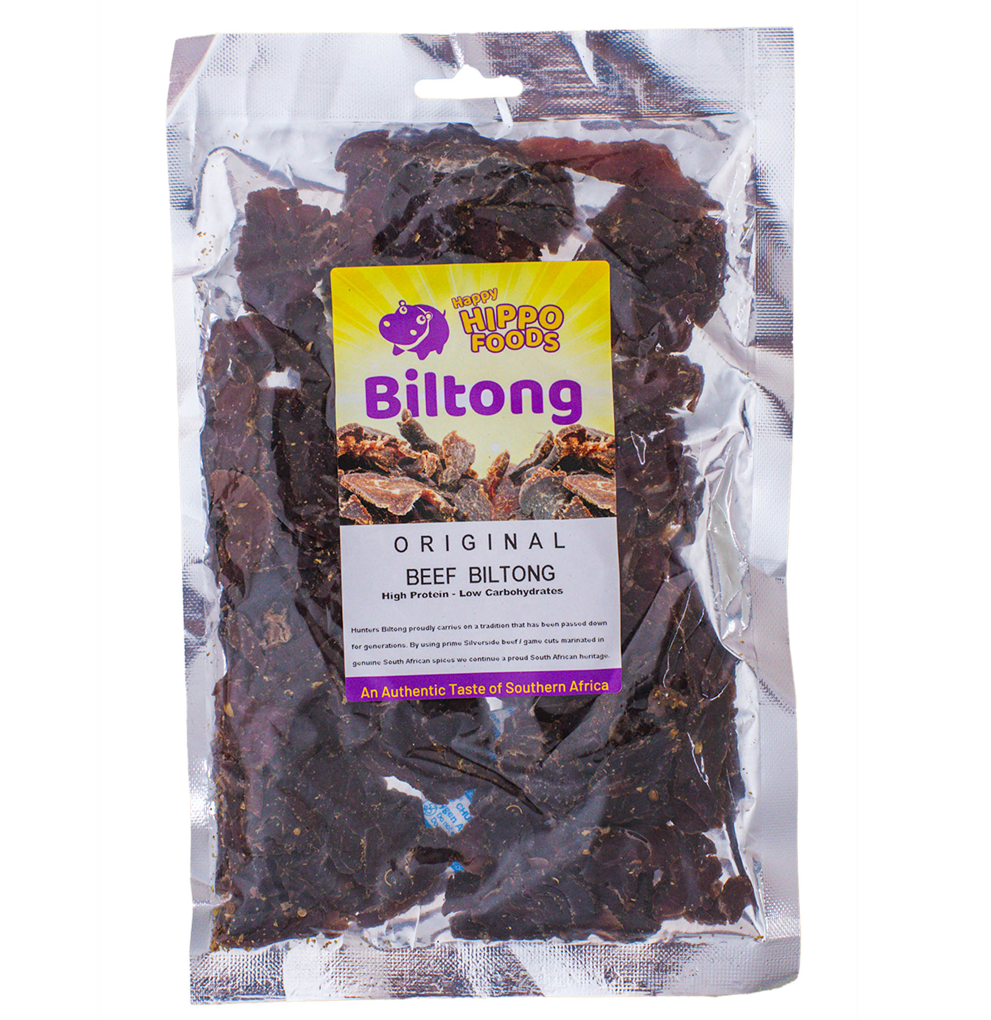 Original Beef Biltong Prime cuts of grass fed Beef marinated in authentic South African Spices which include Nutmeg, Coriander, Rock Salt and Black Pepper. No over powering flavours, the perfect balance of Beef and spices which is fast becoming our most popular Biltong. Gluten and MSG Free / Free from artificial colours and flavourings.