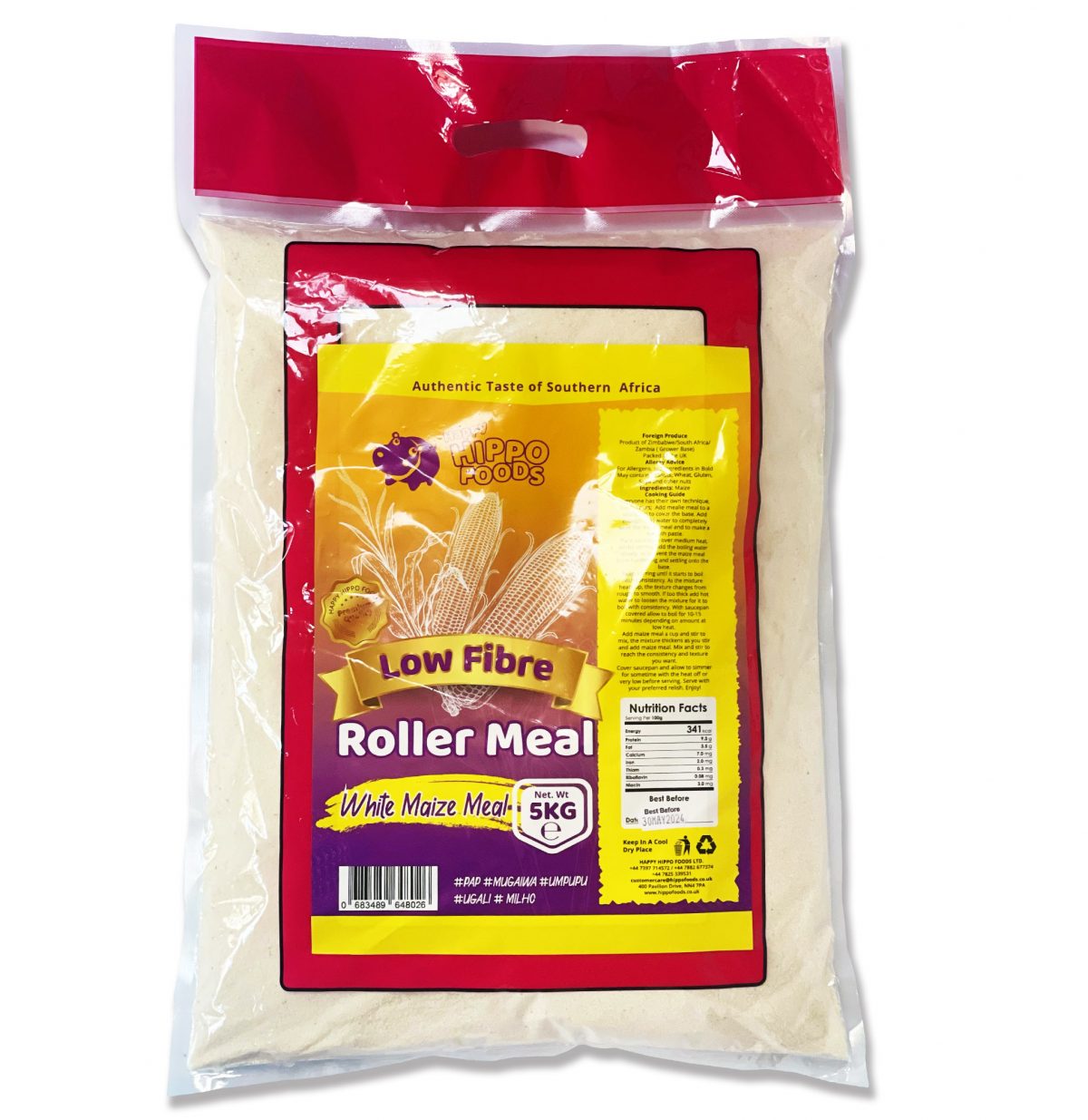 Roller Meal 5kg (White MaizeMeal) Happy Hippo Foods